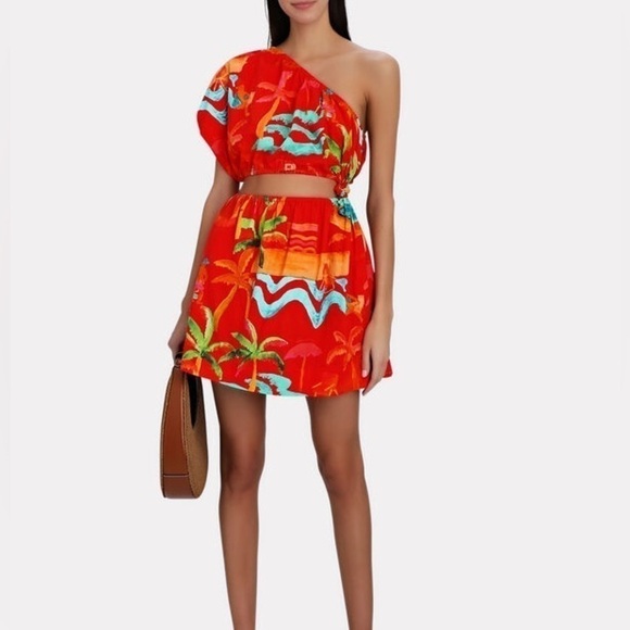 FARM Rio Ipanema One-Shoulder Cut-Out Mini Dress. - Picture 1 of 12